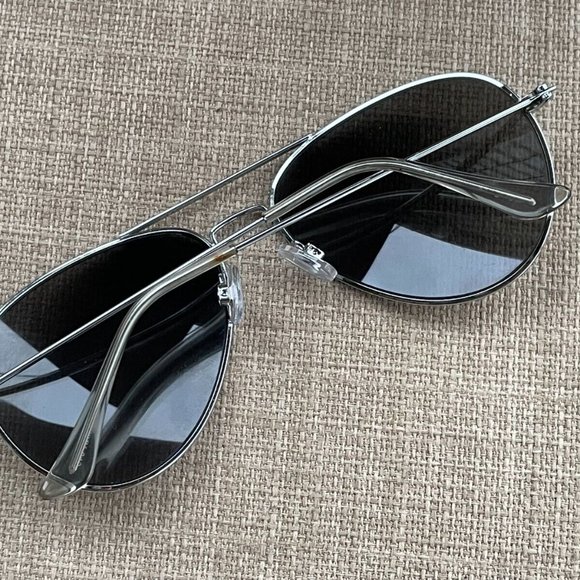 Fashion Sunglasses Silver Tone Frame Aviator Shape Unisex Eye Wear - Picture 5 of 12